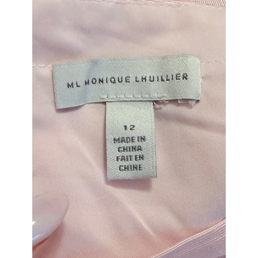 ML Monique Lhuillier Pink Faille Open Back Midi Dress 12 Bow Straps Cocktail - Picture 6 of 7